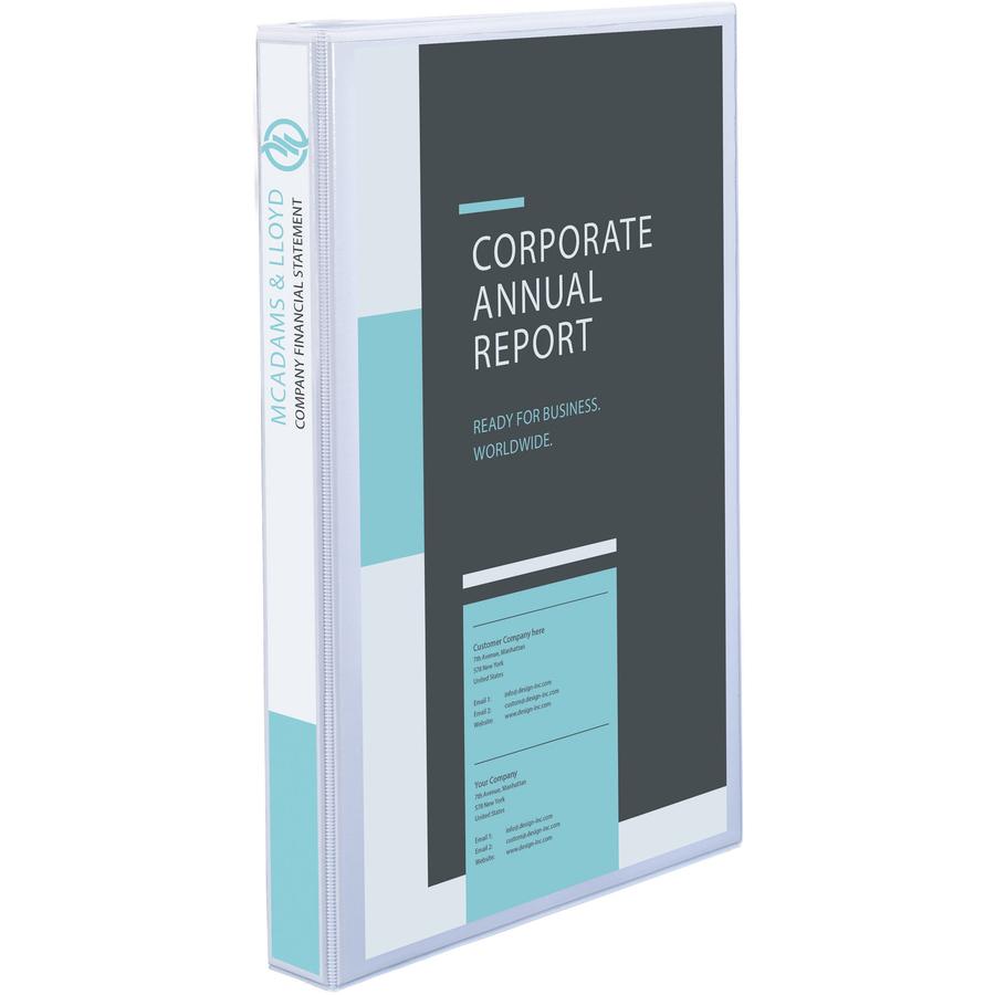 Avery&reg; Legal Three-Ring View Binder - 1" Binder Capacity - Legal - 8 1/2" x 14" Sheet Size - 175 Sheet Capacity - 3 x Round Ring Fastener(s) - 2 Pocket(s) - Polypropylene - Clear - Recycled - Dura. Picture 2