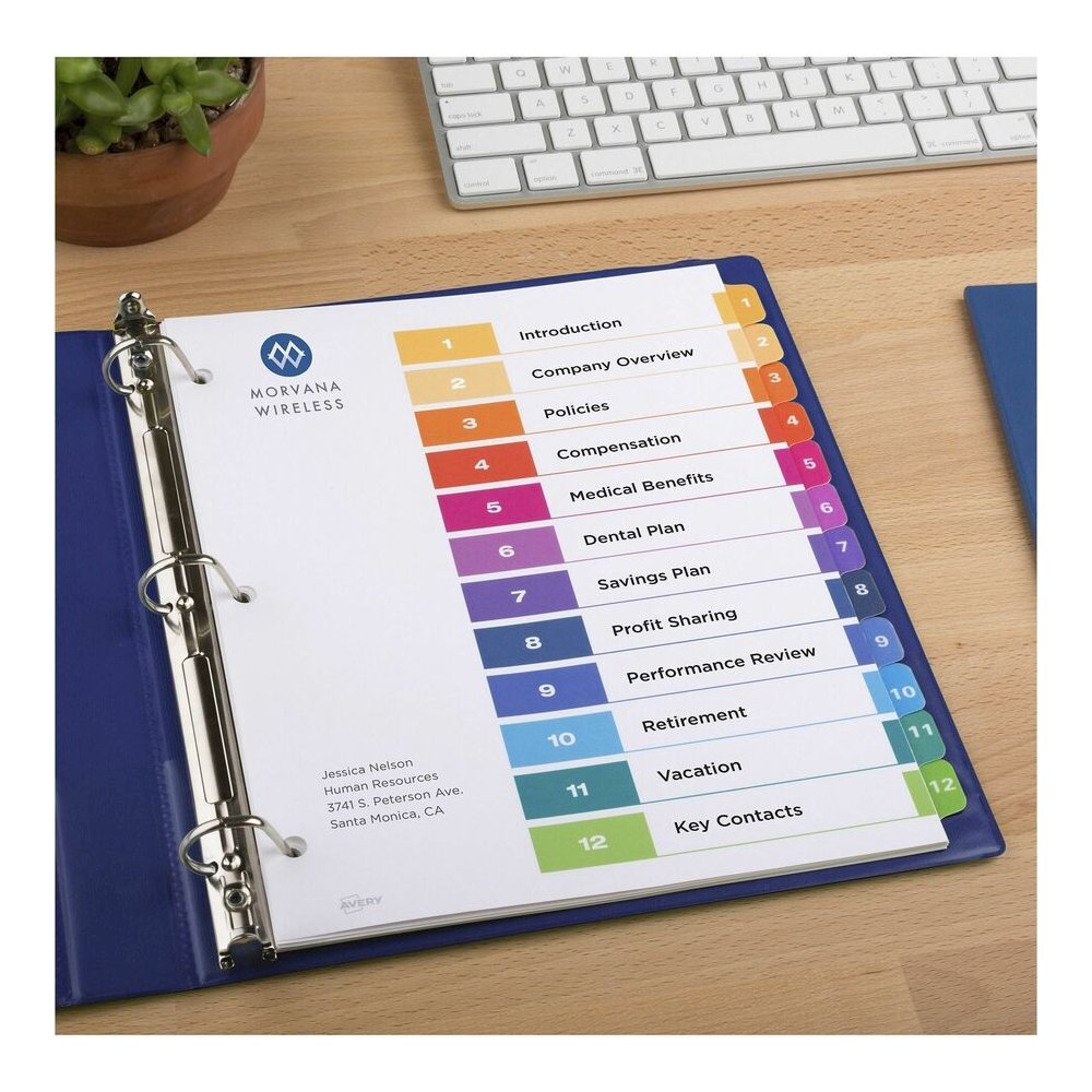 Avery Dividers, 12 Tabs, Ready Index (3 Sets of 11073) - 36 x Divider(s) - 36 Tab(s) - Digit - 1-12 - 12 Tab(s)/Set - 8.5" Divider Width x 11" Divider Length - 3 Hole Punched - White Paper Divider - M. Picture 5