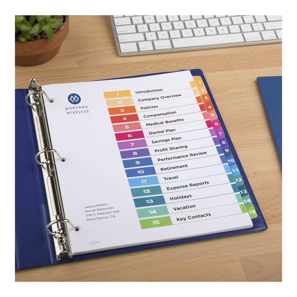 Avery Dividers, 15 Tabs, Ready Index, (3 Sets of 11074) - 45 x Divider(s) - 45 Tab(s) - Digit - 1-15 - 15 Tab(s)/Set - 8.5" Divider Width x 11" Divider Length - 3 Hole Punched - White Paper Divider - . Picture 5