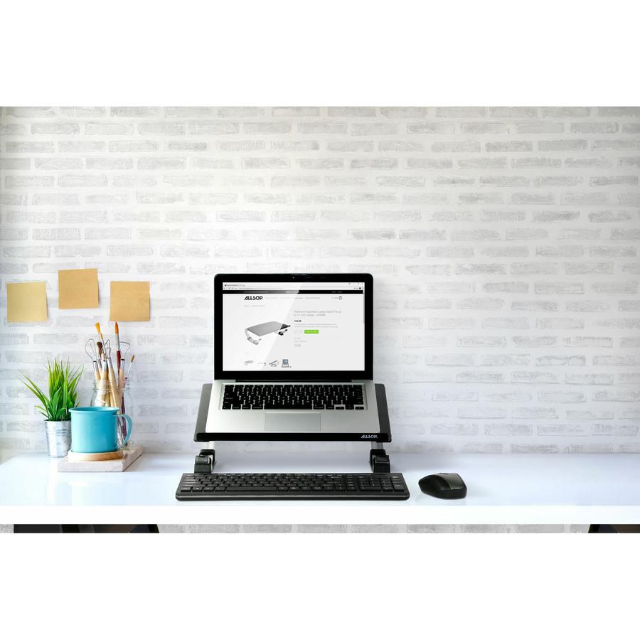 Allsop Redmond Adjustable Laptop Stand, Fits up to 17-inch Laptop - (30498) - Up to 17" Screen Support - 40 lb Load Capacity - 5" Height x 14.7" Width x 11.5" Depth - Desktop - Steel - Black, Silver. Picture 2
