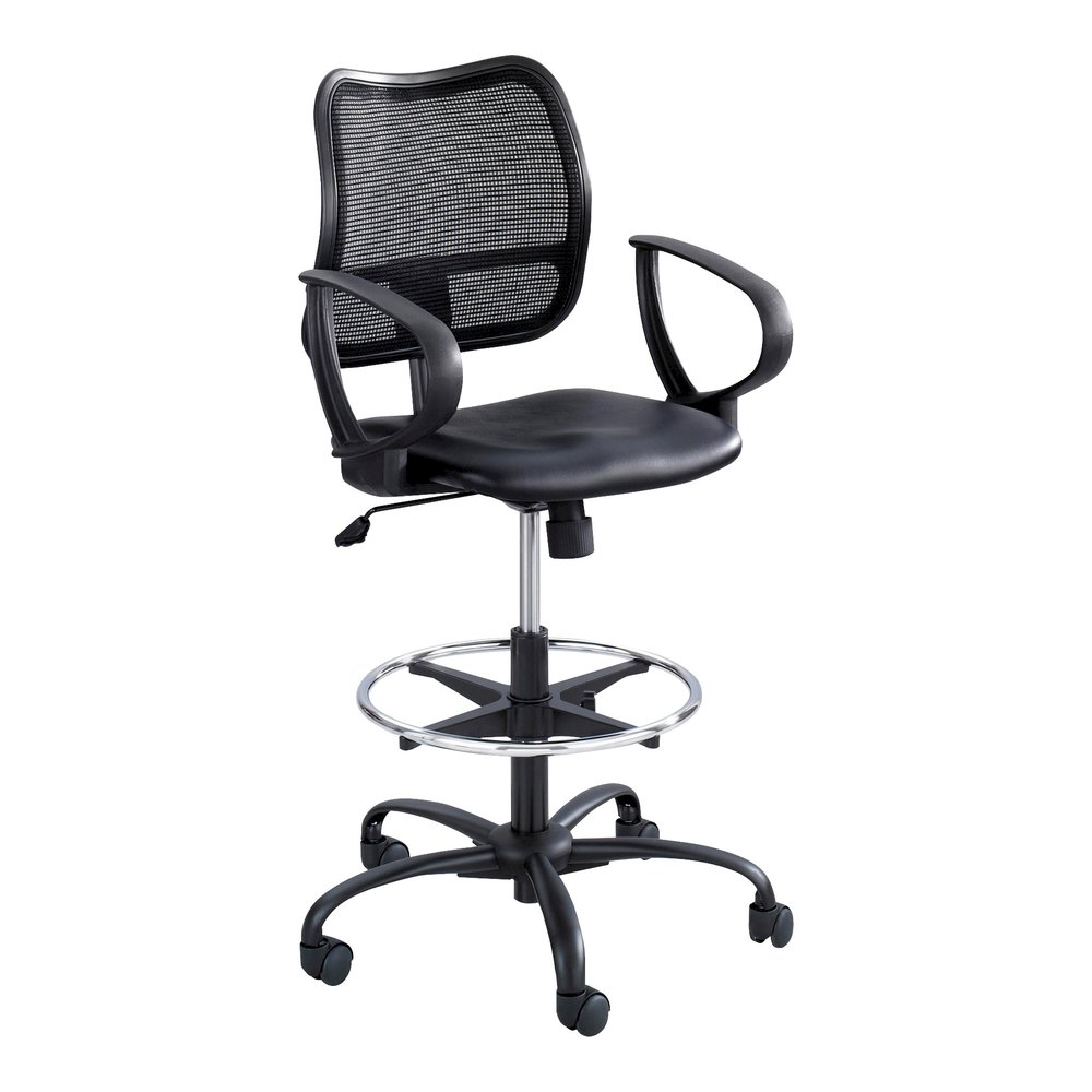 Safco Vue Extended-Height Vinyl Chair - Black Vinyl, Nylon, Polyester Seat - Black Back - 5-star Base - 1 Each. Picture 5