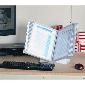 DURABLE&reg; VARIO&reg; Antimicrobial Desktop Reference Display System - Desktop - 10 Double Sided Panels - Letter Size - Antimicrobial Polypropylene Sleeves - Anti-Reflective/Non-Glare - Gray. Picture 4