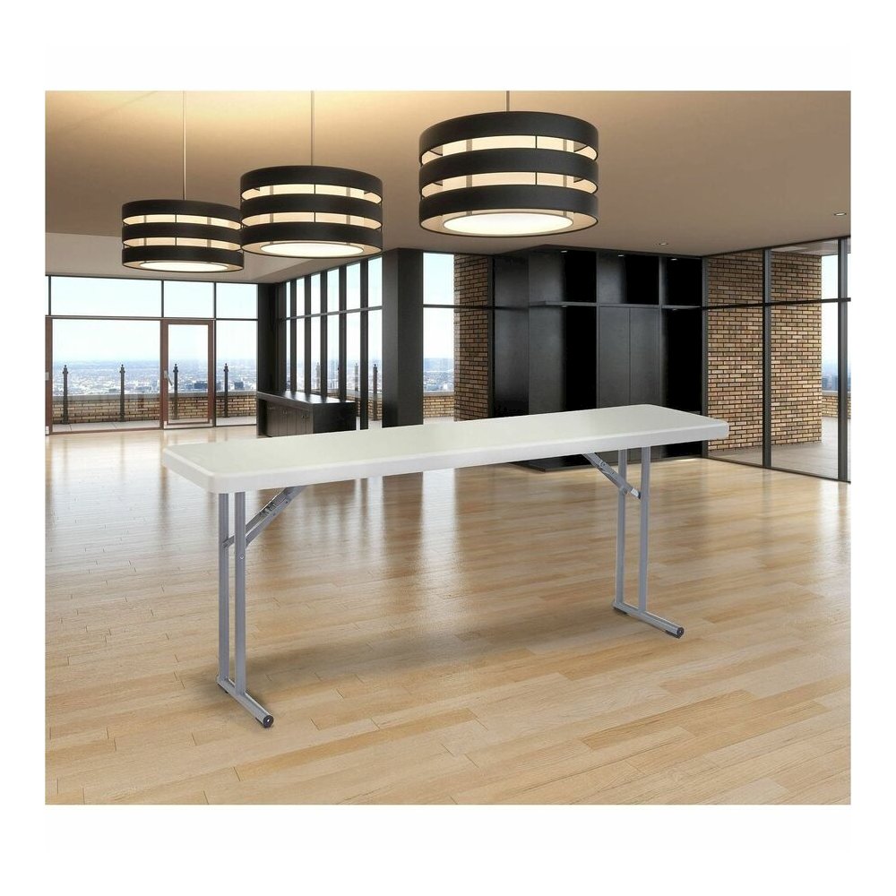 National Public Seating BT1800 Series Seminar Folding Tables - Speckled Gray, Textured Top - Gray Cantilever, Textured, Powder Coated Base - 700 lb Capacity - 72" Table Top Length x 18" Table Top Widt. Picture 6