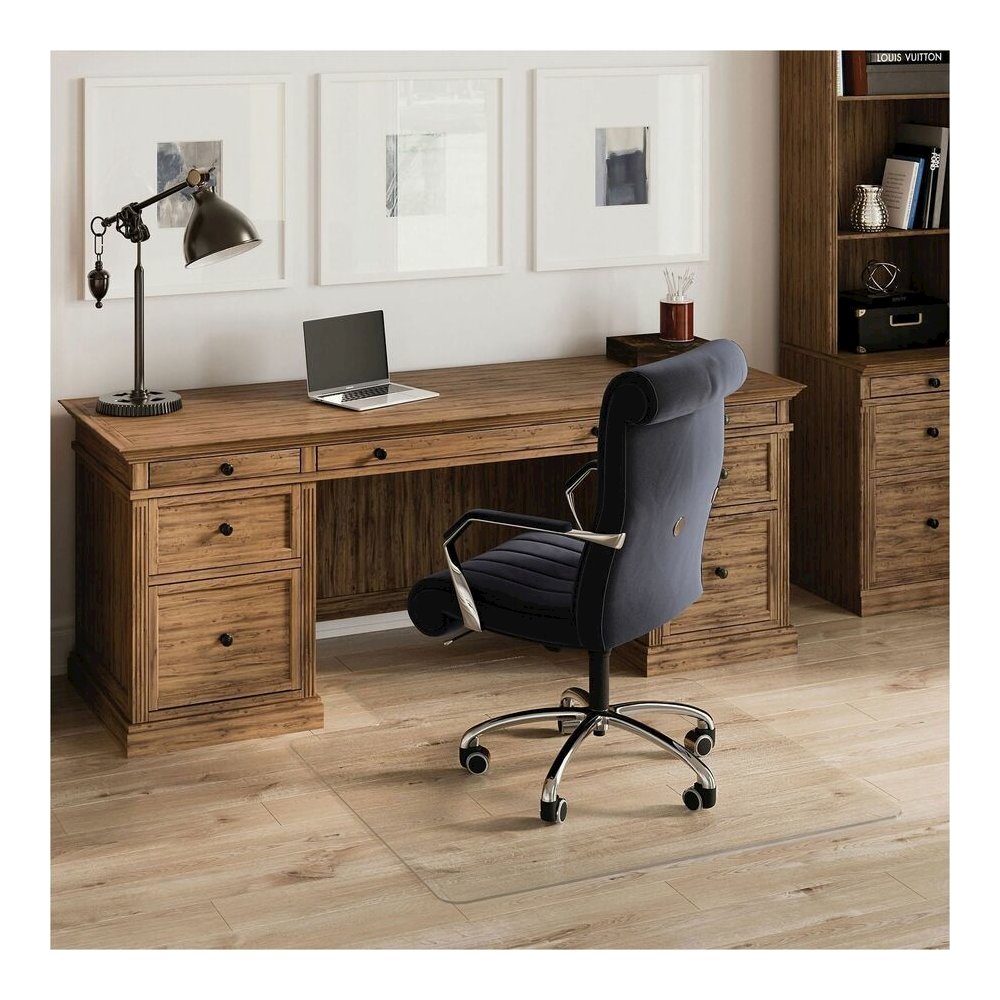 ES ROBBINS Hard-Floor Chair Mat - Hardwood Floor, Hard Floor, Wood Floor, Tile Floor - 53" Length x 45" Width x 0.110" Thickness - Lip Size 12" Length x 25" Width - Vinyl - Clear - 1 Each. Picture 2