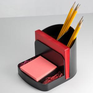 Officemate Deluxe Desk Organizer - 5 Compartment(s) - 5" Height x 5.4" Width x 6.8" DepthDesktop - 30% Recycled - Black - Plastic - 1 Each. Picture 5