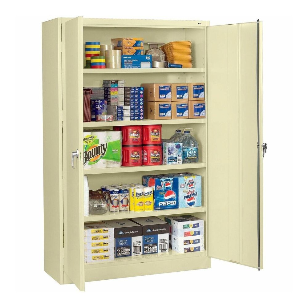 Tennsco Putty Jumbo Storage Cabinet - 48" Width x 18" Depth x 78" Height - 5 x Shelf(ves) for Standard - 2 x Standard Door(s) - 400 lb Load Capacity - Heavy Duty, Adjustable Shelf, Locking Door, Hinge. Picture 3
