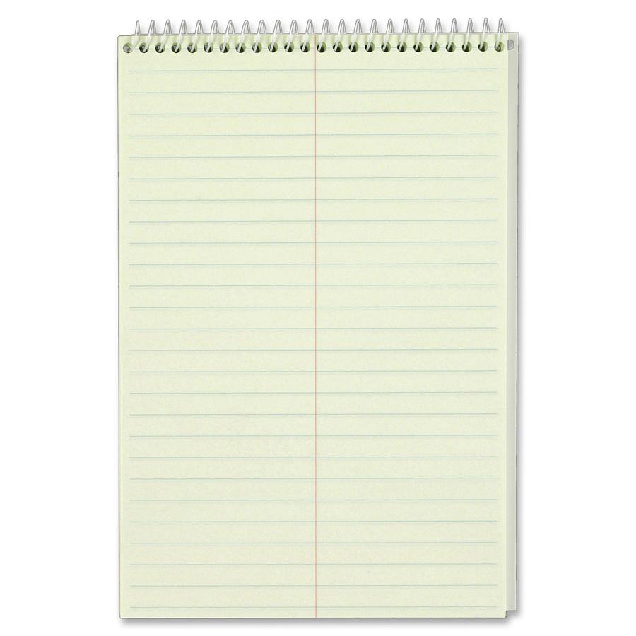 TOPS Gregg-ruled Steno Book - 80 Sheets - Wire Bound - 15 lb Basis Weight - 6" x 9" - 9" x 6" - Green Tint Paper - Red, Green, Black, Blue Cover - Durable Cover, Rigid, Acid-free - 4 / Pack. Picture 4