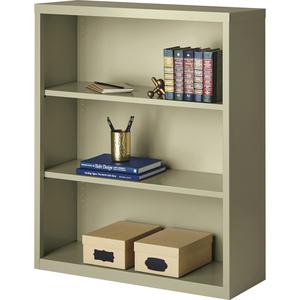 Lorell Fortress Series Bookcase - 34.5" Width x 13" Depth x 42" Height - 3 x Shelf(ves) - Putty - Powder Coated - Steel - Yes. Picture 6