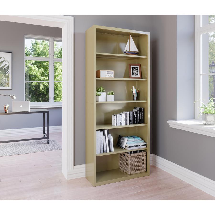 Lorell Fortress Series Bookcase - 34.5" Width x 13" Depth x 82" Height - 6 x Shelf(ves) - Putty - Powder Coated - Steel - Recycled. Picture 2