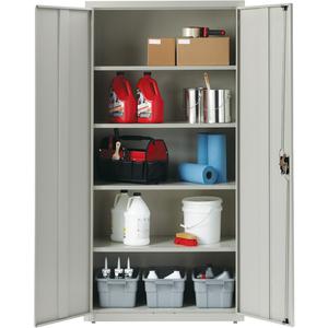 Lorell Fortress Series Storage Cabinet - 36" x 18" x 72" - 5 x Shelf(ves) - Recessed Locking Handle, Hinged Door, Durable - Light Gray - Powder Coated - Steel - Recycled. Picture 5