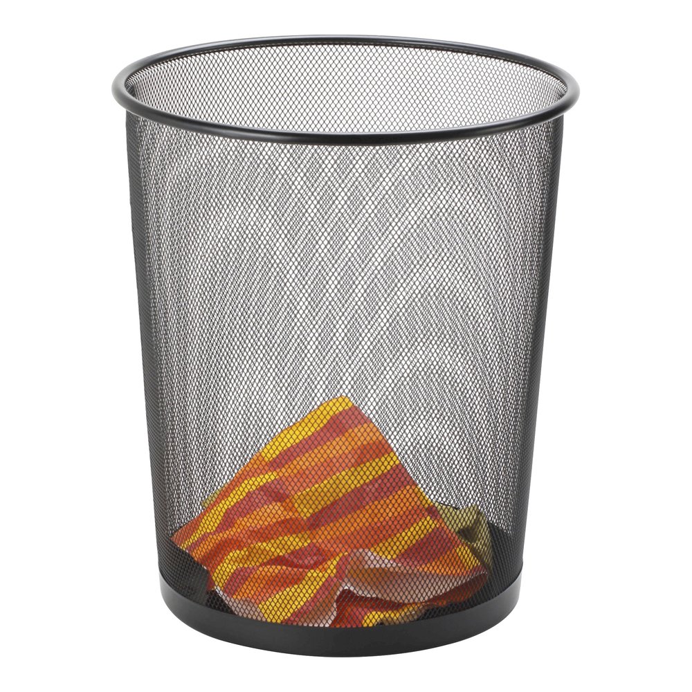Lorell Mesh Waste Bin - 4.70 gal Capacity - Round - 14.3" Height x 12" Diameter - Steel - Black - 1 Each. Picture 3