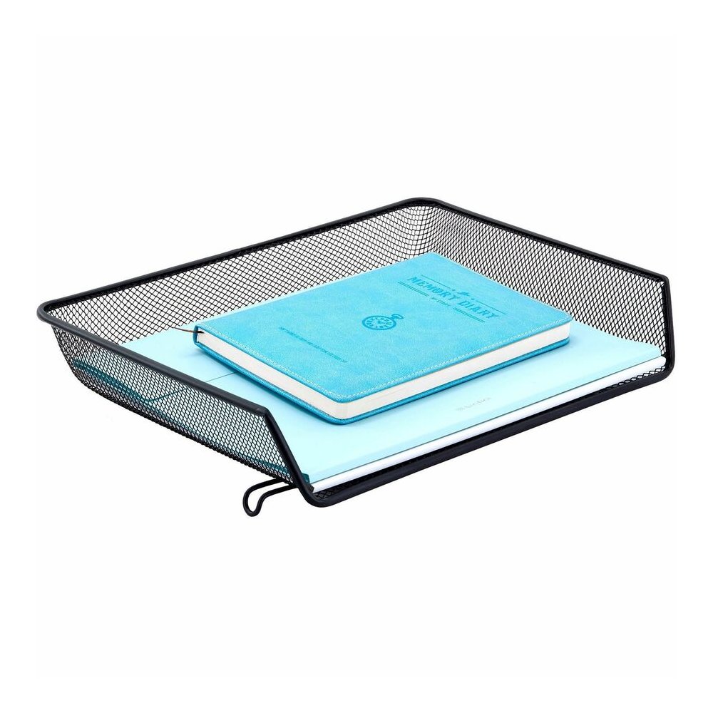 Lorell Side-loading Mesh Document Tray - 3" Height x 14.25" Width x 10.75" Depth - Stackable - Powder Coated - Black - Steel - 1 Set. Picture 8