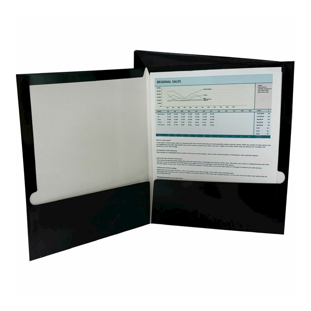 Business Source Letter No Pocket Folder - 8 1/2" x 11" - 100 Sheets Capacity - 2 Internal Pocket - Black - Laminated, Die-cut, Durable - 100 / Box. Picture 5
