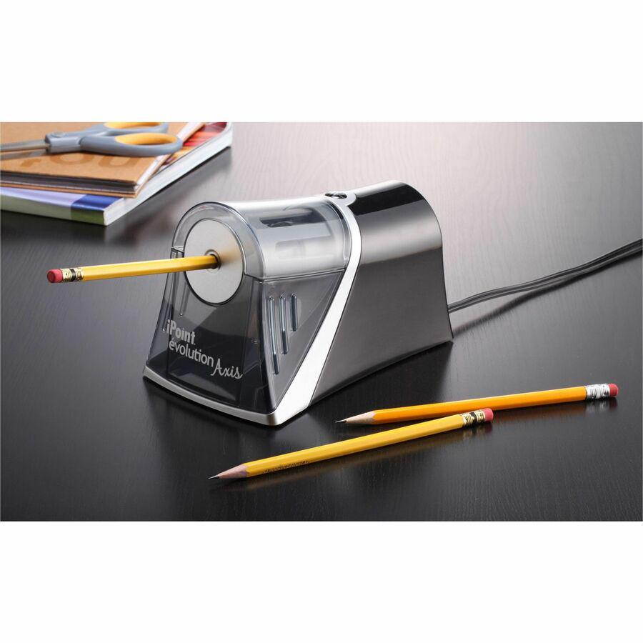 Westcott iPoint Evolution Axis Single Hole Sharpener - Desktop - 1 Hole(s) - Helical - 4.5" Height x 7" Width x 4.3" Depth - Silver - 1 Each. Picture 2