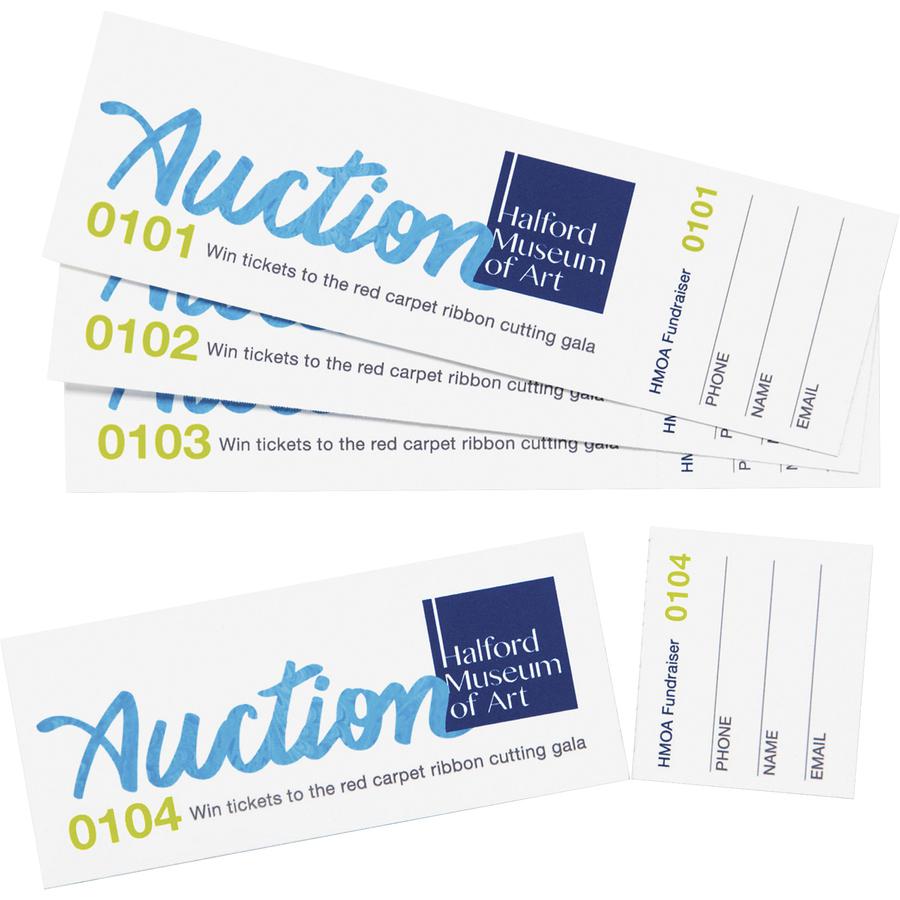 Avery&reg; Event Tickets with Tear-Away Stubs for Laser and Inkjet Printers, 1¾" x 5½" - 1 3/4" Width x 5 1/2" Length - Laser, Inkjet - Matte White - 20 / Sheet - 200 / Pack. Picture 2