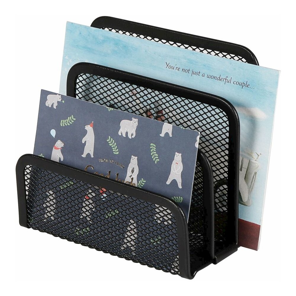 Lorell Mesh Vertical Desktop File Sorter - 4 Divider(s) - 5.63" Height x 5.25" Width x 3.13" Depth - Black - Steel - 1 Each. Picture 5