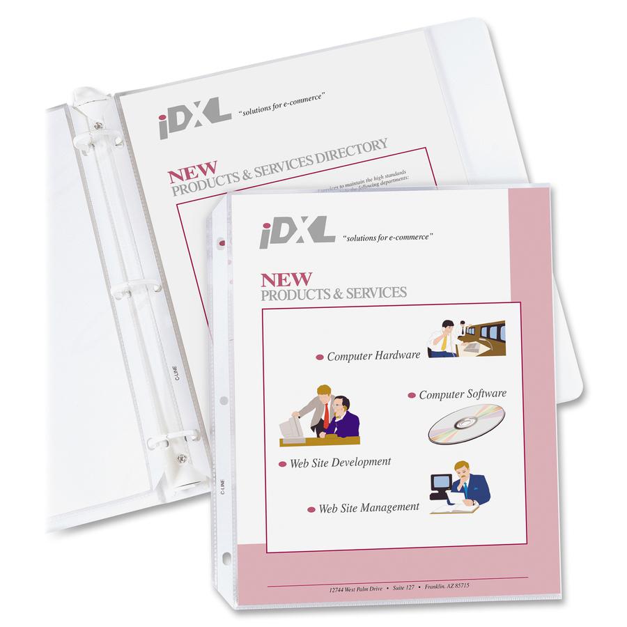 C-Line Heavyweight Poly Sheet Protectors - Clear, Top Loading, 11 x 8-1/2, 100/BX, 62023. Picture 4