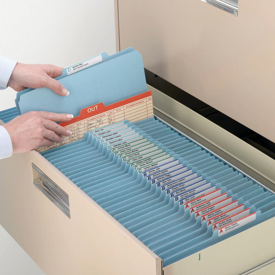 Smead 2/5 Tab Cut Letter Recycled Classification Folder - 3" Folder Capacity - 8 1/2" x 11" - 3" Expansion - 2 x 2K Fastener(s) - Top Tab Location - Right of Center Tab Position - 3 Divider(s) - Blue . Picture 5
