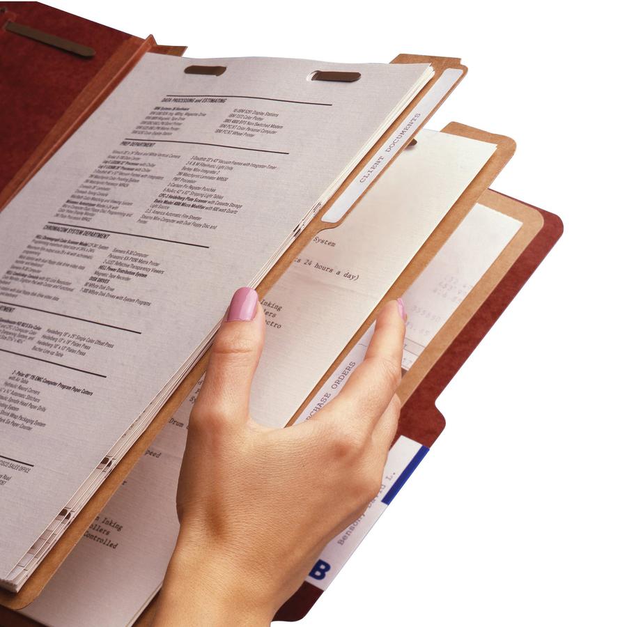 Smead 2/5 Tab Cut Letter Recycled Classification Folder - 3" Folder Capacity - 8 1/2" x 11" - 3" Expansion - 2 x 2K Fastener(s) - Top Tab Location - Right of Center Tab Position - 3 Divider(s) - Press. Picture 3