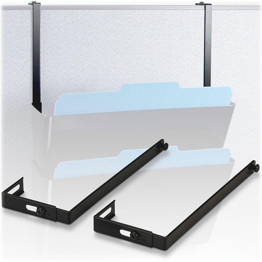 Lorell Partition Hangers - 7" Size - Metal - Black - 1 / Pair. Picture 2