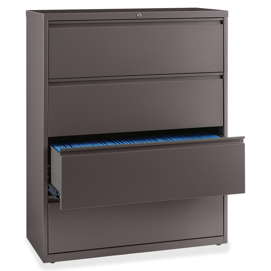 Lorell Fortress Series Lateral File - 42" Width x 18.6" Depth x 52.5" Height - 4 x Drawer(s) for File - Letter, Legal, A4 - Lateral - Magnetic Label Holder, Ball Bearing Slide, Ball-bearing Suspension. Picture 2