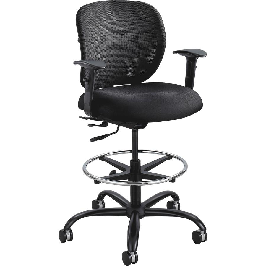 Safco Vue Heavy-duty Stool - Black Seat Color - Fabric Seat Material - Black Back Color - Mesh Back Material - 5-star Base - Black - 1 Each. Picture 3