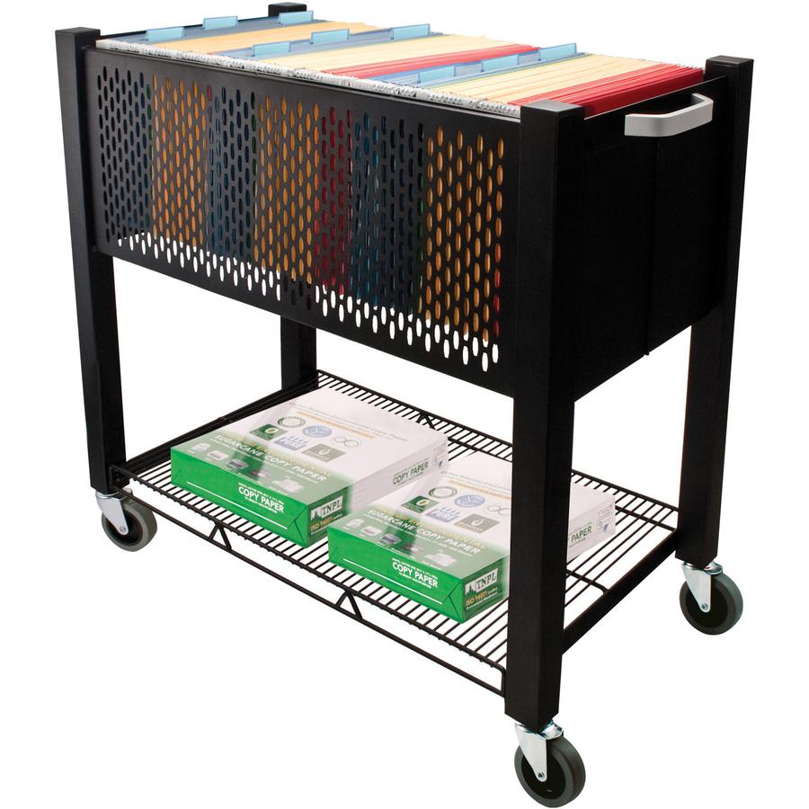 Vertiflex InstaCart Open Top File Cart - 4 Casters - 2.75" Caster Size - Steel - x 27" Width x 14" Depth x 28" Height - Black - 1 Each. Picture 4