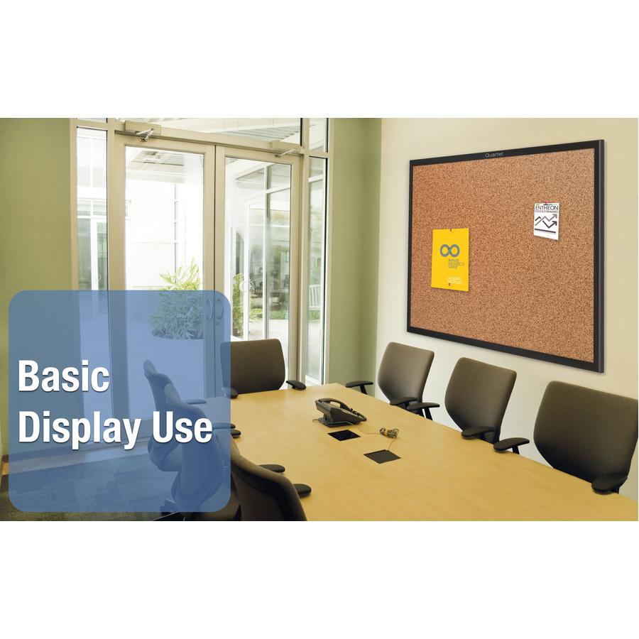 Quartet Classic Series Bulletin Board - 24" Height x 36" Width - Brown Natural Cork Surface - Self-healing, Durable, Sturdy - Black Aluminum Frame - 1 Each. Picture 3