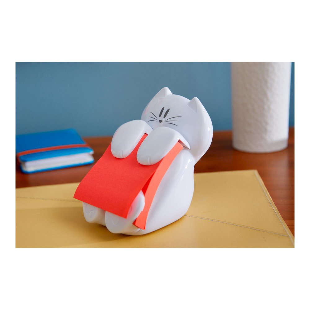 Post-it&reg; Notes Cat Dispenser - 3" x 3" Note - 100 Note Capacity - White. Picture 3