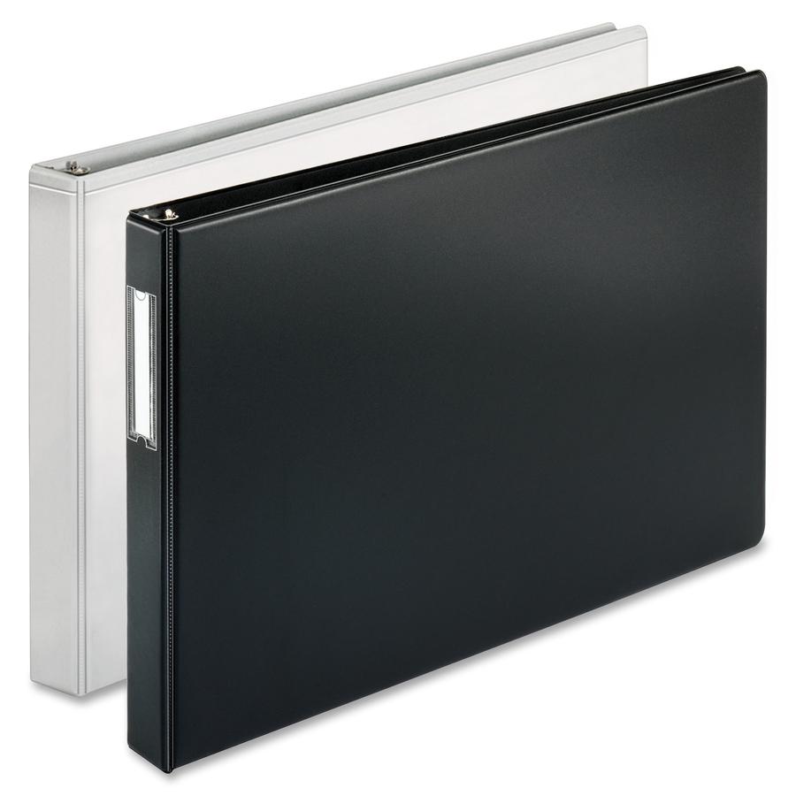 Business Source Tabloid-size Round Ring Reference Binder - 1" Binder Capacity - Tabloid - 11" x 17" Sheet Size - Round Ring Fastener(s) - White - Durable, Clear Overlay - 1 Each. Picture 6