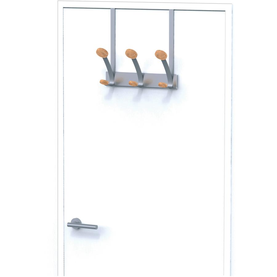 Alba Double Wooden Wall Coat Hook - 3 Hooks - 3 Pegs - 6.9" Height x 17.7" Width - for Coat, Clothes - Metal - Powder Coated - 1 Each. Picture 2