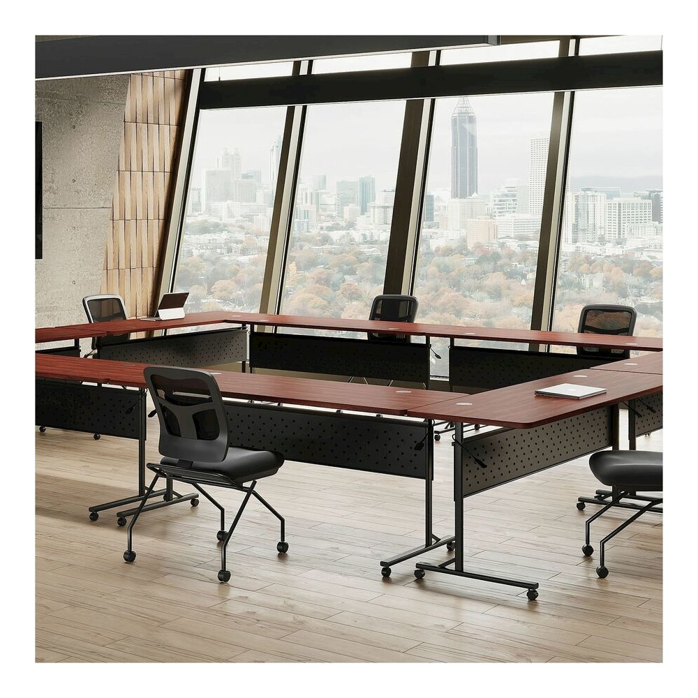 Lorell Flip Top Training Table - Rectangle Top - Four Leg Base - 4 Legs - 23.60" Table Top Width x 72" Table Top Depth - 29.50" Height x 70.88" Width x 23.63" Depth - Training - Assembly Required - Ma. Picture 9