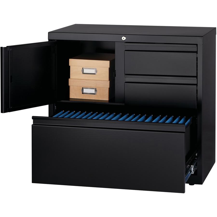 Lorell 30" Personal Storage Center Lateral File - 30" Width x 18.6" Depth x 28" Height - 3 x Drawer(s) for File, Box - A4, Letter, Legal - Hanging Rail, Glide Suspension, Grommet, Cable Management, In. Picture 2