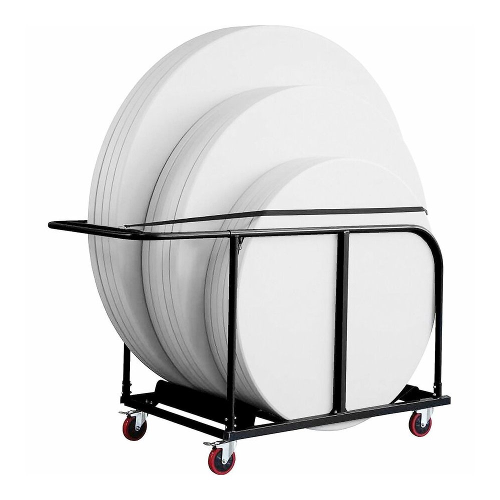 Lorell Round Planet Table Trolley Cart - Steel - 52" Width x 32.75" Depth x 40.16" Height - Charcoal - For 16 Devices - 1 Each. Picture 4