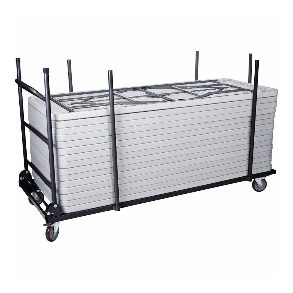 Lorell Blow-Mold Rectangular Table Trolley Cart - Steel - 30.25" Width x 75.88" Depth x 45.25" Height - Charcoal - For 20 Devices - 1 Each. Picture 6