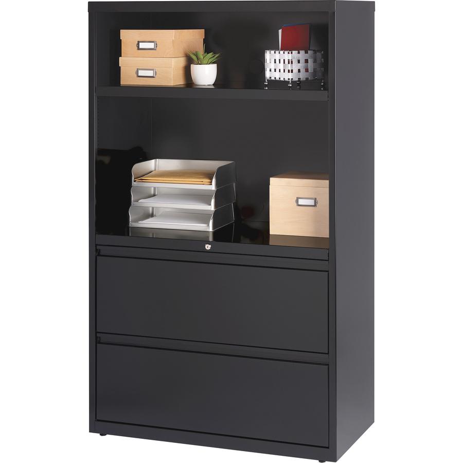 Lorell Box/Box/File Lateral File Combo Unit - 36" x 18.6" x 60" - 2 x Drawer(s) for File - Legal, Letter, A4 - Lateral - Cable Management, Leveling Glide, Adjustable Glide, Locking Drawer, Durable, Ha. Picture 2