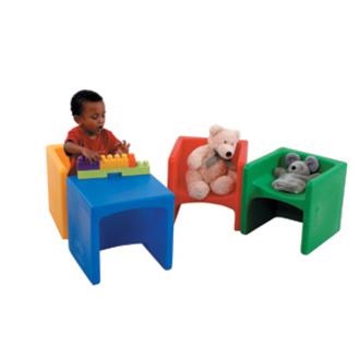 Children's Factory Multi-use Chair Cube - Blue - Polyethylene - 1 / Each. Picture 2