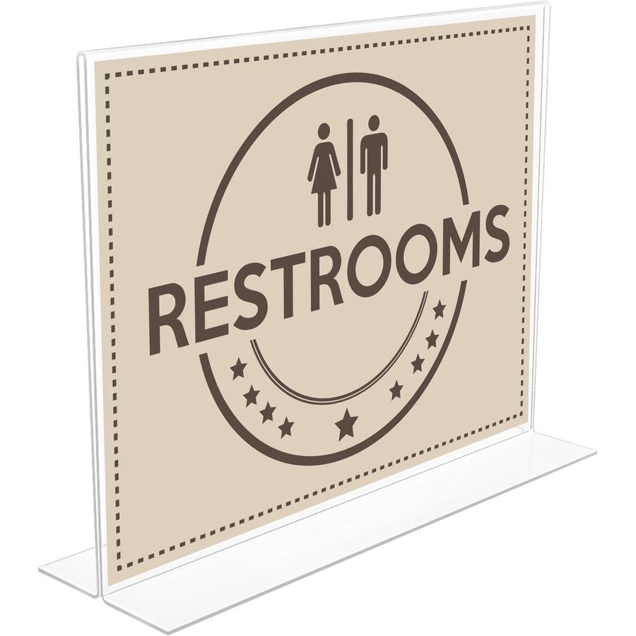 Deflecto Anti-Glare Double-sided Sign Holder - Landscape - 8.7" x 11.1" x 3.3" x - Acrylic - 1 Each - Clear - Anti-glare, Scratch Resistant, Durable, Double-sided, Heavy Duty. Picture 6