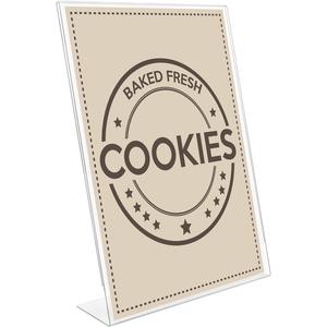 Deflecto Anti-Glare Slanted Sign Holder - Portrait - 11" x 8.5" x 2.5" x - Acrylic - 1 Each - Clear - Anti-glare, Scratch Resistant, Durable, Heavy Duty, Double-sided. Picture 5