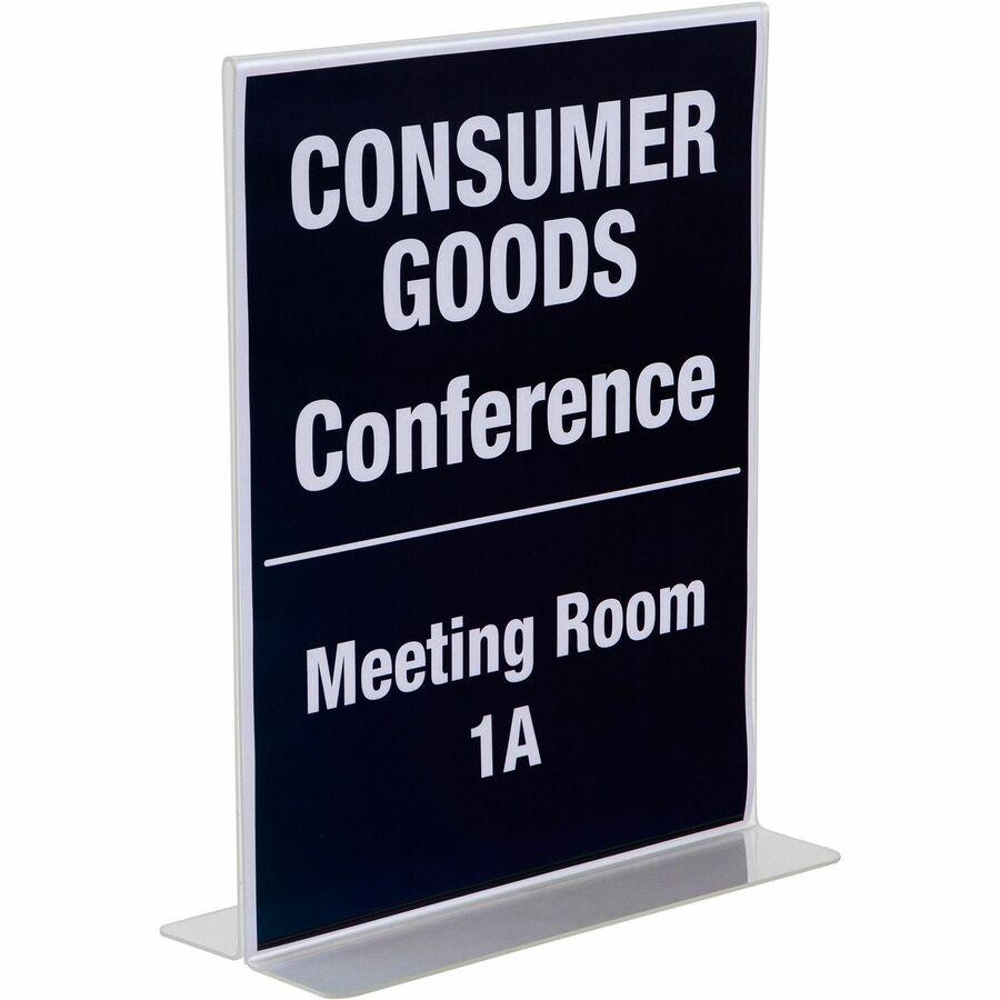 Golite nu-dell Freestanding T-shaped Sign Holder - 8.5" Width x 11" Height - Rectangular Shape - Double Sided - Self-standing - Photo, Signage, Notice - Plastic - 1 Each. Picture 2
