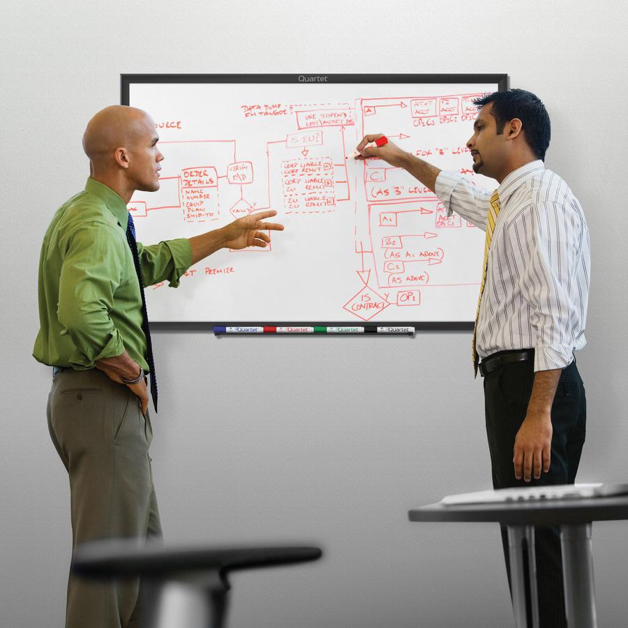 Quartet Classic Total Erase Whiteboard - 48" (4 ft) Width x 36" (3 ft) Height - White Melamine Surface - Black Aluminum Frame - Horizontal/Vertical - 1 Each. Picture 3