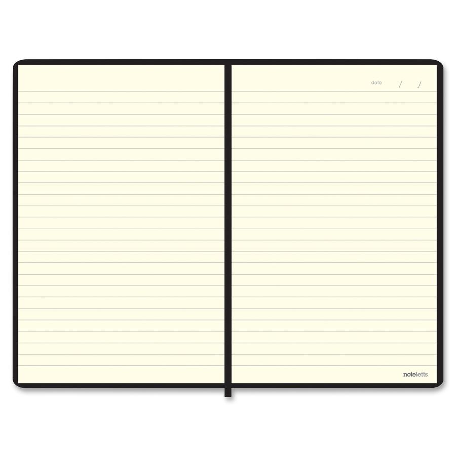 Letts of London L5 Ruled Notebook - Sewn9" x 6" - Black Cover - Elastic Closure, Flexible Cover, Pocket - 1 Each. Picture 5