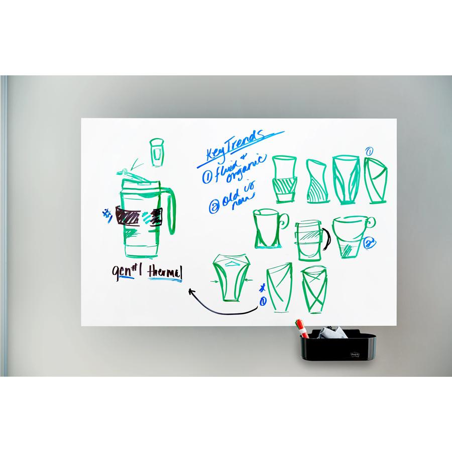 Post-it&reg; Dry-Erase Accessory Tray - 5.2" x 8.4" x 3" x - Plastic - 1 Each - Black. Picture 2