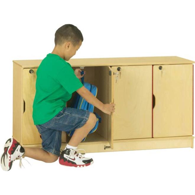 Jonti-Craft Single Stack 4-Section Student Lockers - 48.5" x 15" x 23.5" - Stackable, Lockable, Sturdy, Key Lock, Kick Plate - Wood Grain - Baltic Birch Plywood. Picture 2
