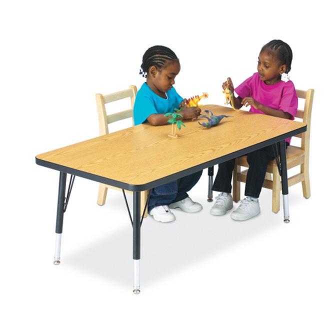 Jonti-Craft Berries Height Maple Top Black Edge Rectangle Table - Laminated Rectangle, Maple Top - Adjustable Height - 15" to 24" Adjustment - 36" Table Top Length x 24" Table Top Width x 1.13" Table . Picture 4