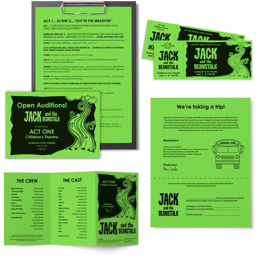 Astrobrights Color Paper - Lime Green - Letter - 8 1/2" x 11" - 24 lb Basis Weight - Smooth - 500 / Ream - Green Seal - Heavyweight, Acid-free, Lignin-free, Fade Resistant - Martian Green (Lime Green). Picture 3