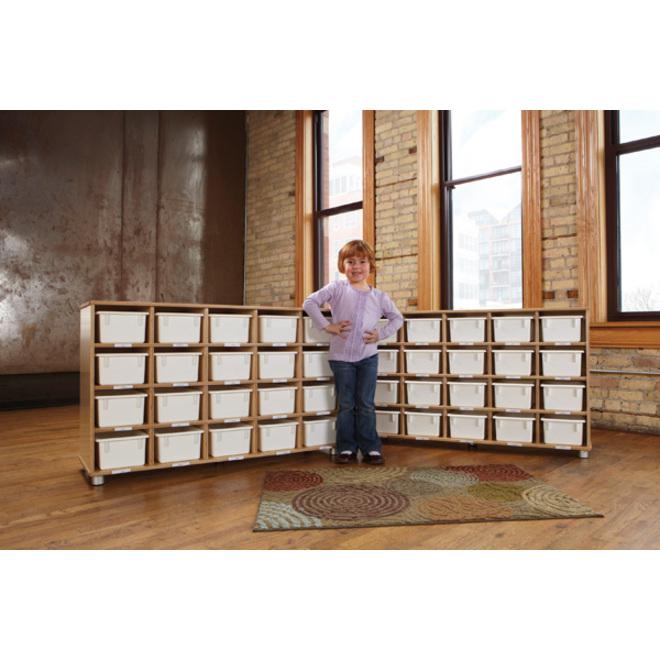Jonti-Craft TrueModern 20-Cubbie Bins Storage - 20 Compartment(s) - 29.5" Height x 48.5" Width x 15" Depth - Durable, Rounded Corner, Yellowing Resistant - UV Acrylic - Baltic, White - Anodized Alumin. Picture 3