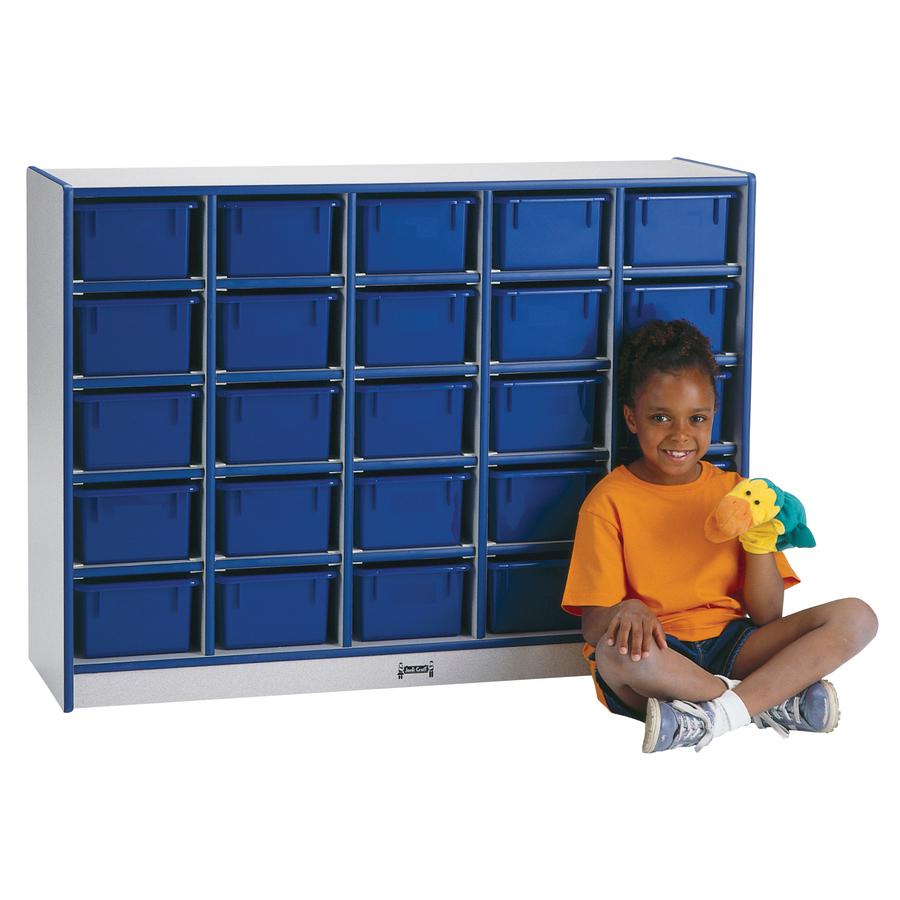 Jonti-Craft Rainbow Accents Cubbie Mobile Storage - 25 Compartment(s) - 35.5" Height x 60" Width x 15" Depth - Durable, Laminated - Navy - Hard Rubber - 1 Each. Picture 2