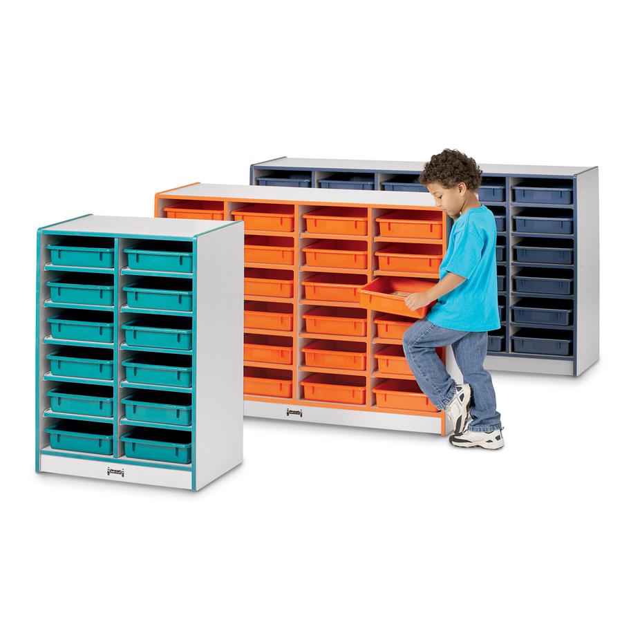 Jonti-Craft Rainbow Accents Mobile Paper-Tray Storage - 30 Compartment(s) - 35.5" Height x 60" Width x 15" Depth - Chip Resistant, Laminated - Black - Rubber - 1 Each. Picture 2
