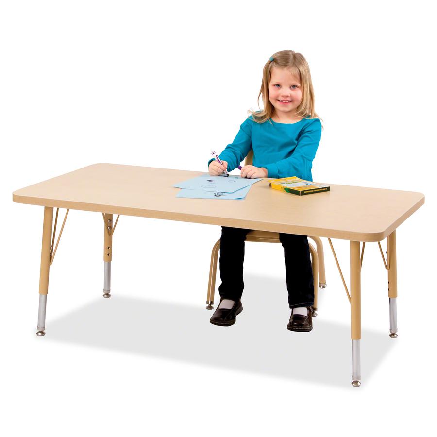 Jonti-Craft Berries Adult Height Maple Top/Edge Rectangle Table - Laminated Rectangle, Maple Top - Four Leg Base - 4 Legs - Adjustable Height - 24" to 31" Adjustment - 72" Table Top Length x 30" Table. Picture 3